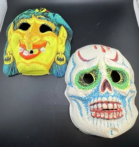 Coppia Vintage Anni 60 Scheletro Strega Halloween Maschera Scheletro Zest Sapone Premi - Foto 1 di 20
