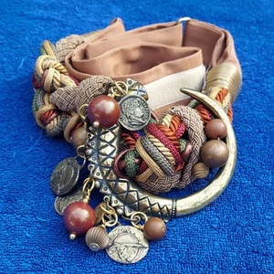 Carolyn Tanner Designs Adjustable Belt Metal Beads Coins Multicolor 80s Vintage - Picture 1 of 7