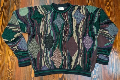 Coogi Australia Crewneck Sweater Tag Size Large Cotton Check Measurements  - Image 1 of 4