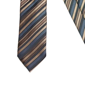 Little Black Tie Stripe Tie Men’s 60” Black Antique Gold Polyester Skinny New - Picture 1 of 4