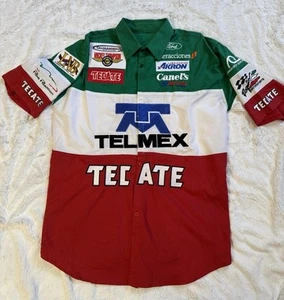 Vintage Tecate Pit Crew Shirt Indy Car Racing Memorabilia Size XL Button up - Picture 1 of 13