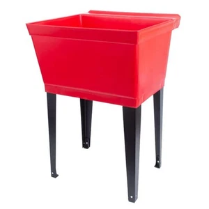 TEHILA 22.875 in. x 23.5 in. Thermoplastic Freestanding Red Utility Sink Set - Picture 1 of 9