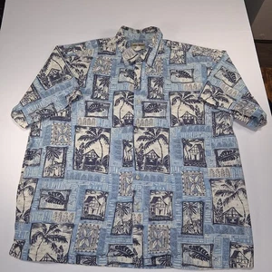 Cooke Street Honolulu Men's Short Sleeve Hawaiian Button Down Shirt Size XL Blue - Picture 1 of 6