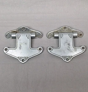 Vintage Art Deco / Nouveau Cast Metal Hinges  Set of 2 Unusual Design - Picture 1 of 13