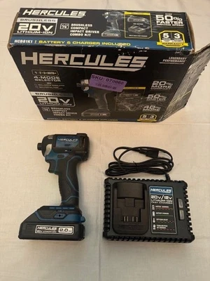 Used Hercules 20V 1/4" Compact Impact Driver Kit w/ 2Ah Battery & HC04 C - Image 1 of 4