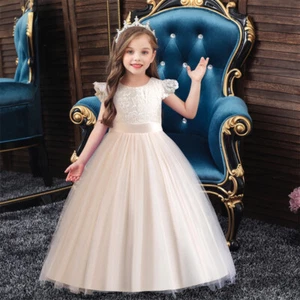 Flower Girls Kids Princess Tulle Dress Bridesmaid Christmas Birthday Party Gown - Picture 1 of 50