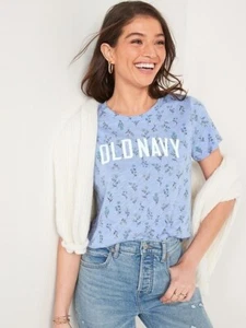 OLD NAVY EveryWear CrewNeck Short-Sleeve Floral-Print LogoGraphic T-Shirt-Size S - Picture 1 of 7
