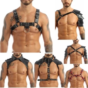 Herren Leder Körper Brust Halb Harness Gürtel Verstellbare Träger Clubwear Kostüm - Bild 1 von 101