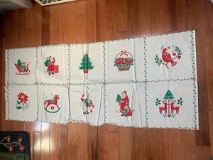 Vintage Christmas-Themed VIP Cranston Print Works Cotton Fabric Panel 44"x18" Re - Picture 1 of 8