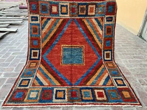 5x7 Afghan Antique Tulu Beni Ourian Moroccan Rug Geometric Berber High Pile Rug - Picture 1 of 21