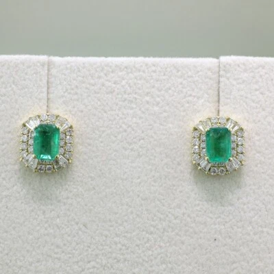 Ohrstecker Smaragd Brillant 750er Gelbgold grüne Smaragde Diamanten, neu - Bild 1 von 4