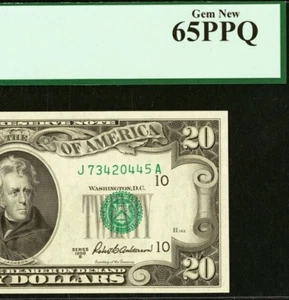 1950B $20 Federal Reserve Note PCGS 65PPQ gem Kansas City Fr 2061-J - Picture 1 of 3