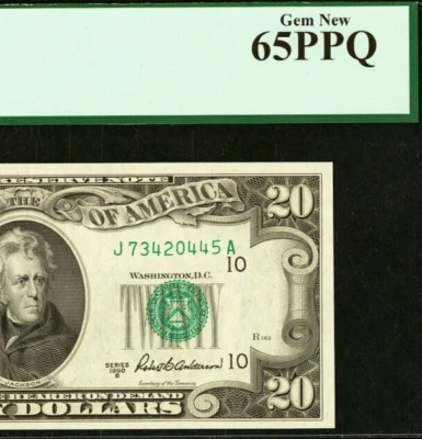 1950B $20 Federal Reserve Note PCGS 65PPQ gem Kansas City Fr 2061-J - Image 1 of 3