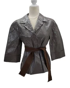 Hoss Intropia Rain Coat Jacket Slicker 3/4 Sleeve Gray Steam Punk Industrial 8 - Picture 1 of 5