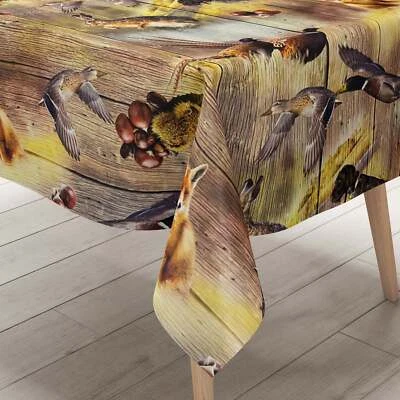 Wachstuch Tischdecke C147290 Holzdielen Herbst Wild Jagd ig rund oval - Bild 1 von 4