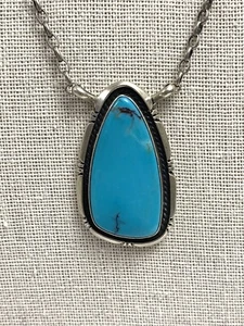 Navajo Alfred Martinez 925 Sterling Silver & Deep Coloured Turquoise Necklace - Picture 1 of 6