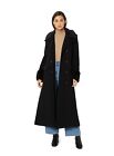De La Creme - Womens Wool Blend Faux Fur Trim Maxi Coat