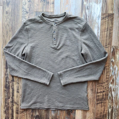 Camisa ALL SAINTS $95 Muse Ramksull Henley Manga Larga Mezcla de Algodón Verde Para Hombre M Foto 1 de 4