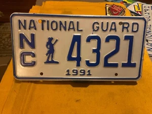 1991 North Carolina NC National Guard 4321 License Plate - Picture 1 of 1