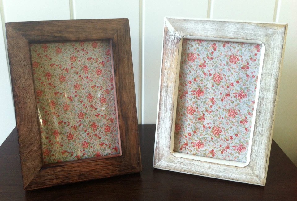  PHOTO FRAME SINGLE PORTRAIT DARK OR WHITE WASH WOOD STYLE CHIC & SHABBY 6 X 4" - Image 1 of 1