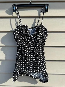 Venus Womens Tankini Swim Top Size M Black White Polka Dot Pre Owned - Picture 1 of 4