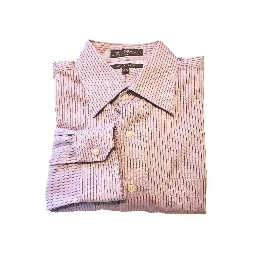 Camisa de vestir Nordstrom púrpura a rayas para hombre 15,5-32/33" cuello extendido bolsillo  Foto 1 de 4
