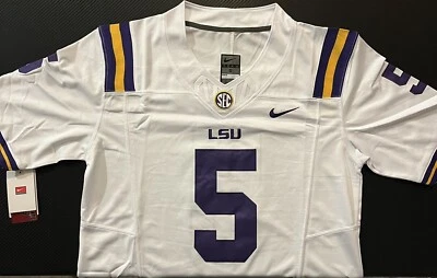 Jayden Daniels White LSU Tigers Jersey Buckeyes Stitched 5 FUSE Stitched IN HAND - Image 1 of 4