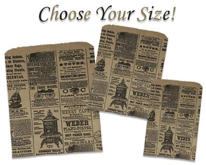 6x9, 8x12, 12x15 Zeitungspapiertüten, Vintage, rustikale Kraft Zeitung Geschenktüten - Bild 1 von 39
