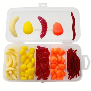 Gummiköder Box 100-teilig | künstlicher Mais Bienenmaden Wurm | Angeln Köder SET - Bild 1 von 4