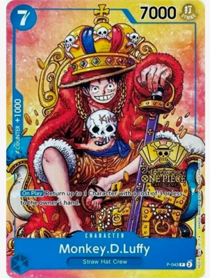 Monkey D. Luffy Alt Art P-043 2ème anniversaire Carte Promo Neuve One pièce TCG - Photo 1/4