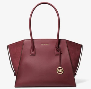 Michael Kors Avril Extra Large Leather  Suede Tote Bag Oxblood - Free shipping - Picture 1 of 4