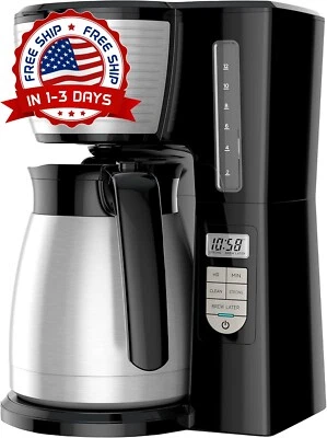 Cafetera Digital Programable De 12 Tazas, Limpieza Automática, Negro Y Plata NEW - Image 1 of 4