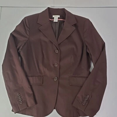 Blazer Worthington elástico para mujer talla 10 marrón 3 botones, detalles de bolsillos sintéticos Foto 1 de 4