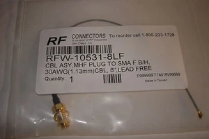 COAXIAL CABLE MHF R/A PLUG TO SMA BULKHEAD JACK 30AWG  8"L  New in Bag - Picture 1 of 1