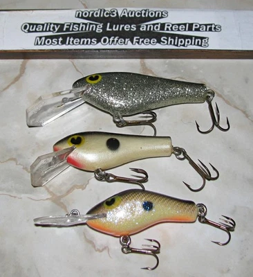 3 Poes Wooden Crankbait Bass Walleye Lures RC-3 RC-1 Rick Clunn +1 *B25-20 - Image 1 of 4