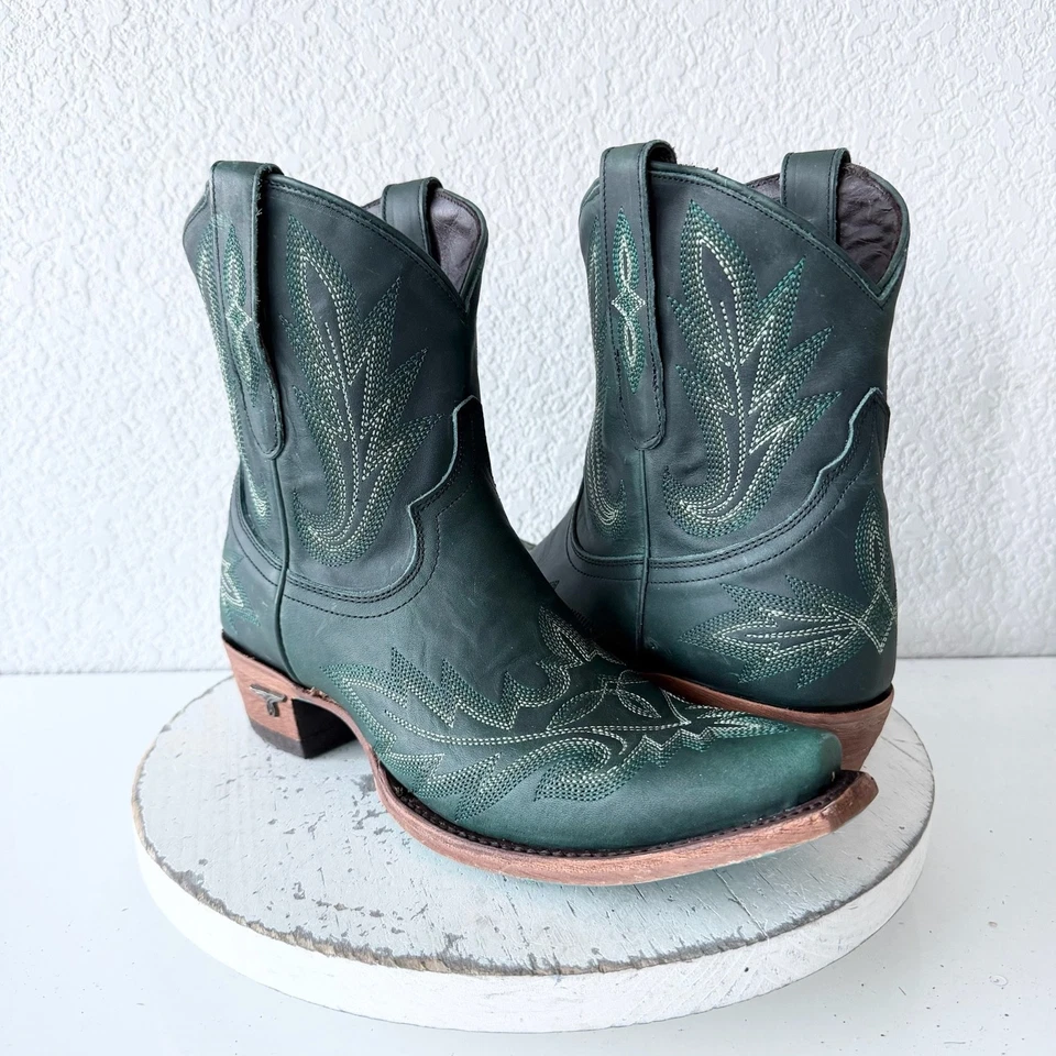 Lane LEXINGTON Mujer Botín de Vaquero 8 Verde Vaquera Occidental Botines Cortos Foto 1 de 4