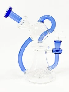 Tubo acqua fumo bong vetro pesante piccolo 8" riciclatore narghilè + ciotola 14mm - Foto 1 di 4