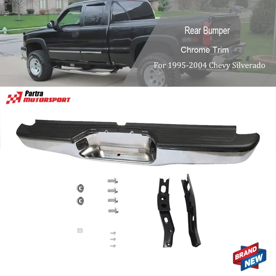 Fit For Toyota Tacoma 1995-2004 Chrome Trim Rear Step Bumper Face Bar Assembly - Imagem 1 de 4