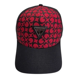 Neu Guess Herren rot Baseball Kappe Twill Allover Logo Rückengurt Patch Neu mit Etikett - Bild 1 von 7