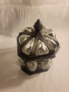 Vintage Hand Blown Bubble Glass Baroque Apothecary Lidded Jar W Lid - Picture 1 of 4