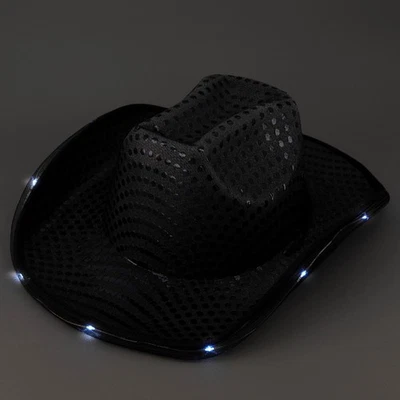 Party Glowz LED Light Up Cowboy Cowgirl Hat– Flashing Western Rave Festival Lot - Image 1 of 3