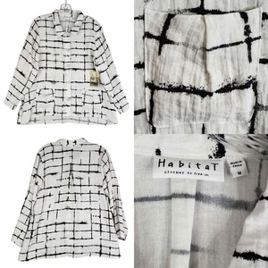 Habitat Button Up Shirt Top Women’s Size Medium M White New Art To Wear - Picture 1 of 11