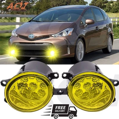 Yellow LED Fog Lights Bumper Driving Lamps for Toyota Prius V 2015-2017 Foto 1 de 4