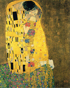 Gustav Klimt The Kiss Lovers Embrace Painting 8x10 Real Canvas Art Giclee Print