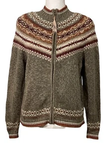 MOUNTAIN LAKE Cardigan Ski Sweater Jacket Full Zip Ribbed Trim Women’s Size S - Picture 1 of 11