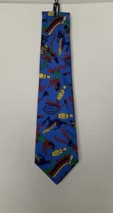 Neu mit Etikett Vintage Turnbull & Asser ägyptische hieroglyphe blaue Seidenkrawatte Made in England - Bild 1 von 4