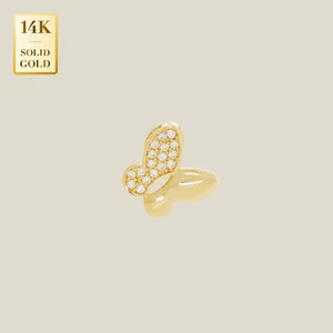 Colgante Mini Mariposa Oro Sólido 14K REAL con Dije de Circonita Cúbica para Cadenas - Imagen 1 de 4