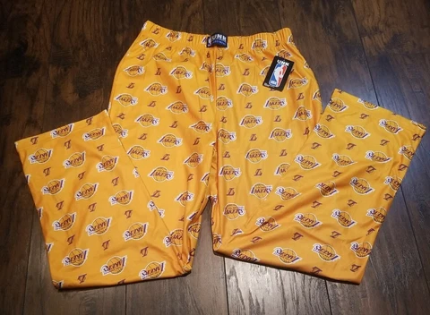 NEW UNK 2020 LOS ANGELES LAKERS LOGO PAJAMAS LOUNGE PANTS GOLD/PURPLE SZ M Cover