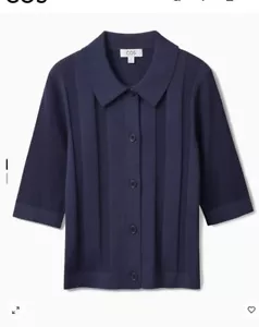 COS Short Sleeve Knit Cardigan Sz XS Navy - Picture 1 of 4