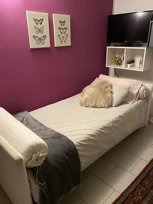 Letto Singolo Flou in Tessuto 66x199x97cm - Bianco - Immagine 1 di 4